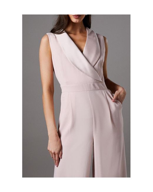 Coast Pink Crepe V-neck Wrap Wide Leg Jumpsuit