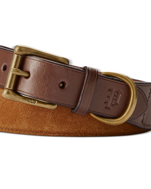 Polo Ralph Lauren Brown Leather-trim Suede Belt for men