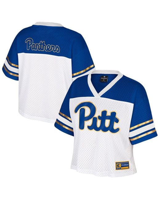 Colosseum Athletics Blue Pitt Panthers Treasure Cropped Football Jersey