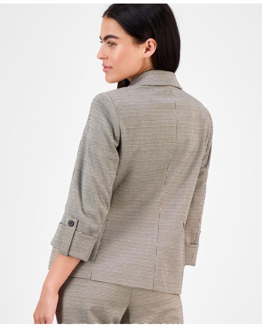 Anne Klein Gray Petite Notch-collar One-button Blazer