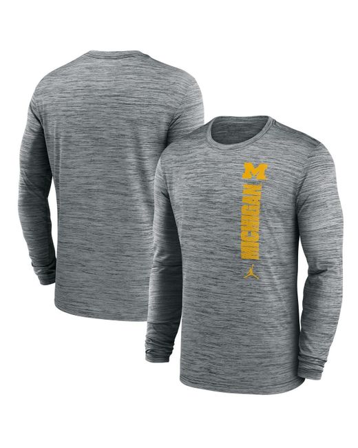 Nike Gray Michigan Wolverines 2024 Sideline Velocity Performance Long Sleeve T-shirt for men
