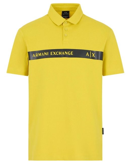 Armani Exchange | Regulr-fit Cotton Stripe Logo Polo Shirt in Yellow ...