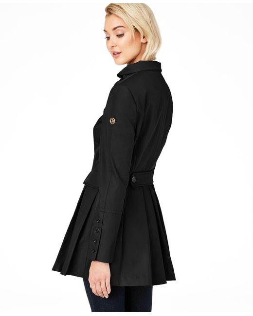 Calvin Klein Synthetic Water Resistant Hooded Double-breasted Skirted  Raincoat in Black | Lyst