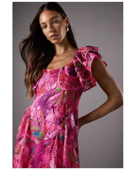 Coast Purple Frill Sleeve Midi Dress