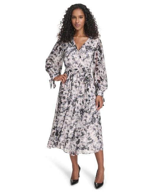 calvin klein long sleeve wrap dress Calvin Klein black dress full wrap sarong tie belt long sleeve collar 10