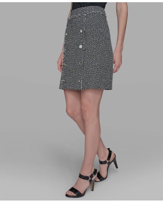 Karl Lagerfeld Gray Tweed Pencil Skirt