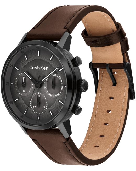 Calvin Klein Black Gauge Leather Strap Watch for men