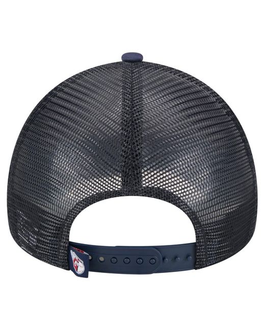 KTZ Blue White/navy Cleveland Guardians Distressed 9forty A-frame Adjustable Trucker Hat for men