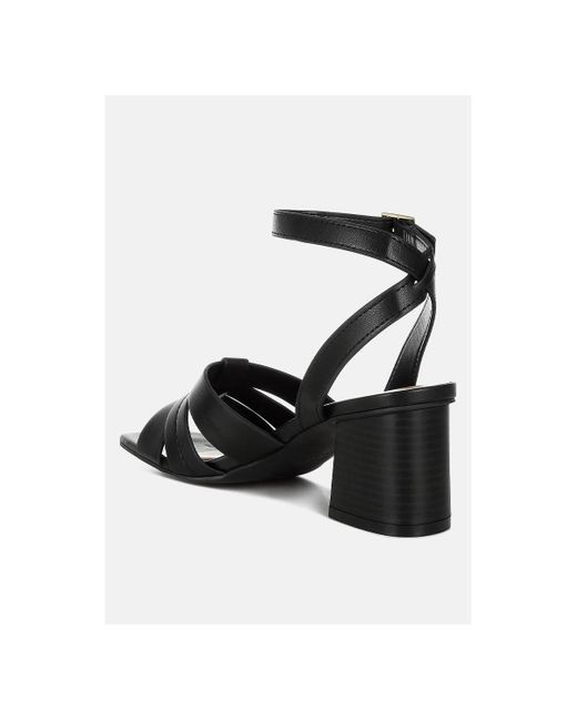 LONDON RAG Black Signora Pin Buckle Ankle Strap Sandals