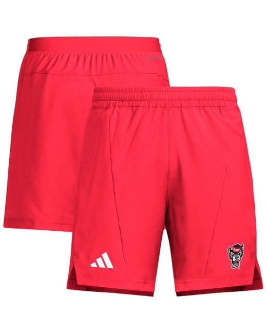 Adidas Red Nc State Wolfpack Program Woven Training Shorts for men