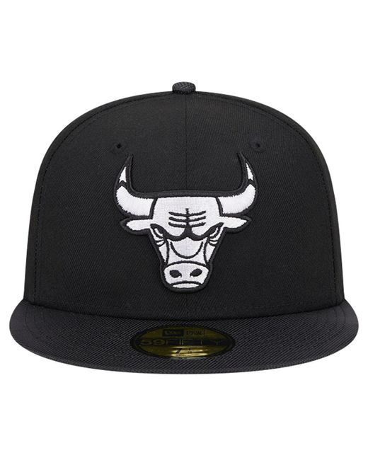 KTZ Black Chicago Bulls Active Satin Visor 59fifty Fitted Hat for men