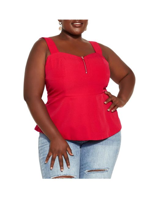 City Chic Red Plus Size Sassy Class Top
