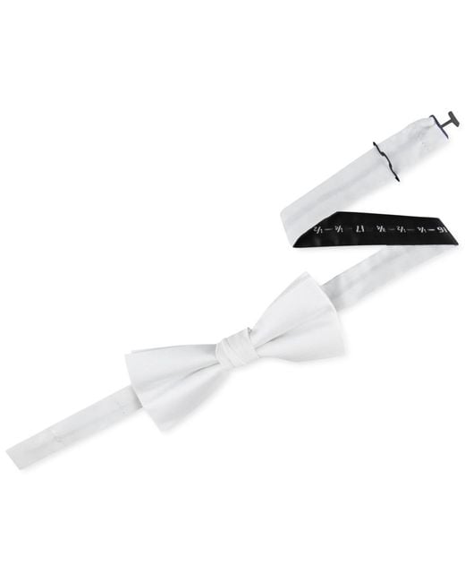 Calvin Klein White Unison Solid Pre-tied Bow Tie for men