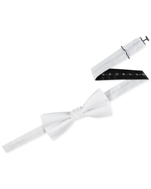 Calvin Klein White Unison Solid Pre-tied Bow Tie for men