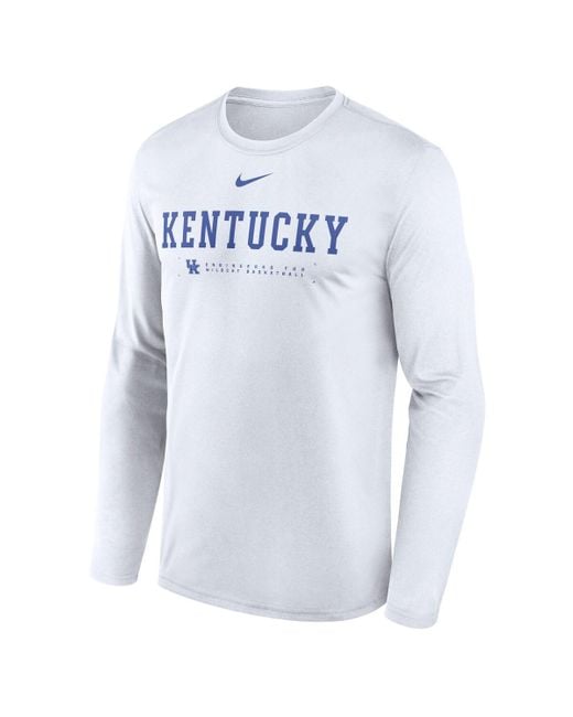 Nike Blue Kentucky Wildcats 2025 Courtside Basketball Shootaround Legend Dri-fit Long Sleeve T-shirt for men