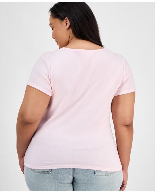Hippie Rose White Trendy Plus Size Henley Top
