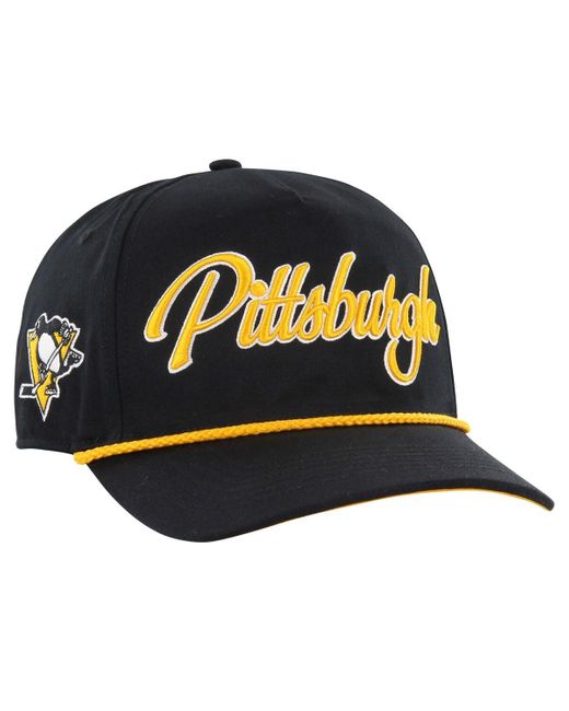'47 Black 47 Pittsburgh Penguins Overhand Logo Side Patch Hitch Adjustable Hat for men