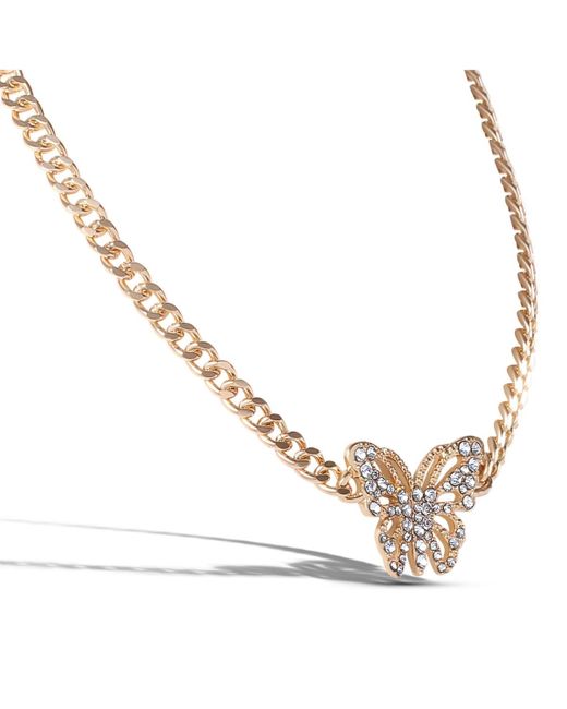 Jessica Simpson Metallic Butterfly Pendant Chain Necklace