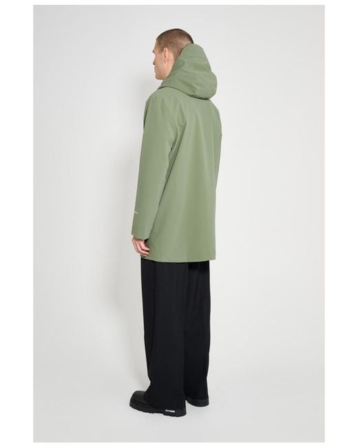 Stutterheim Green Stockholm Patch Matte Raincoat for men