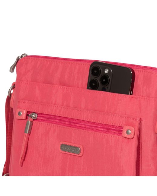 Baggallini Pink Go With Rfid Wristlet Crossbody Bag