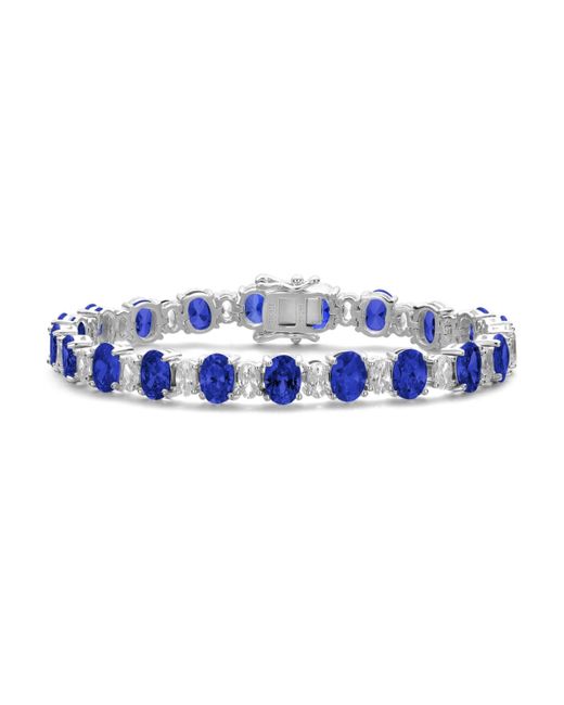 Genevive Jewelry Blue Sterling Silver White Gold Plated