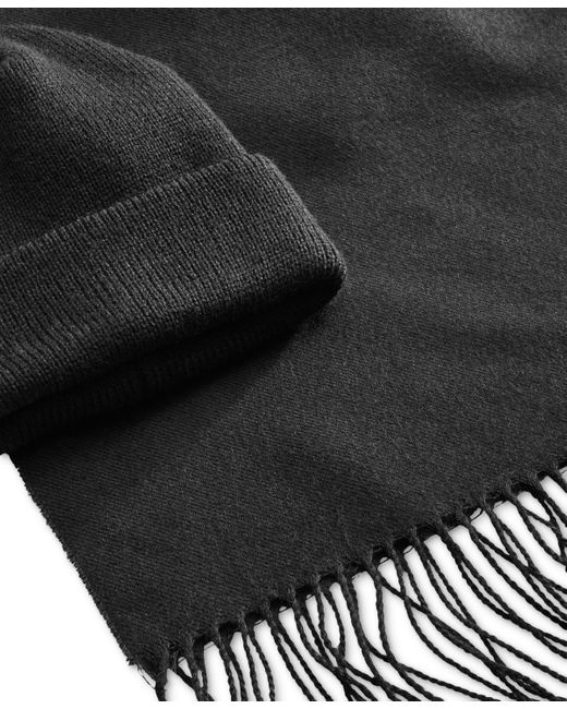Club Room Black 2-pc. Solid Scarf & Tipped Beanie Set, Created For Macy's