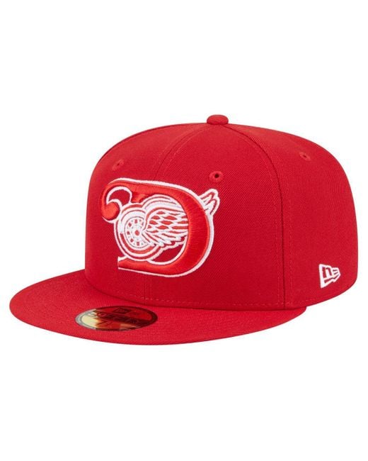 KTZ Red Detroit Wings Deceptor 59fifty Fitted Hat for men
