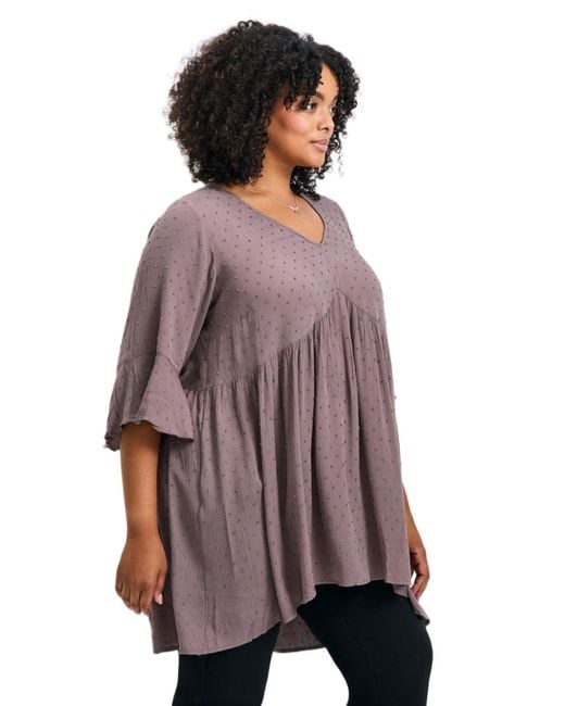 Avenue Purple Veronica Dobby Tunic