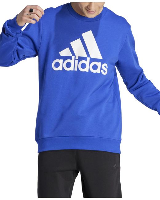 Adidas Blue Essentials Fleece Big Logo Sweatshirt for men