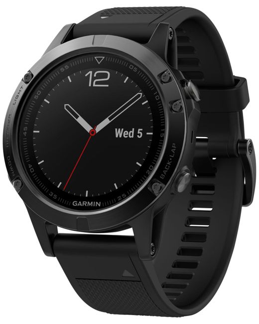 Garmin Men's Fenix 5 Multisport Black Silicone Band Smart Watch 47mm 010-01733-00 for men
