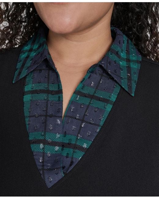 Tommy Hilfiger Blue Plus Size Long Sleeve A-line Dress