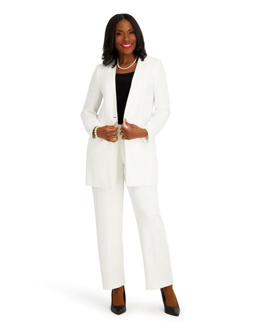 Kasper White Collarless Topper