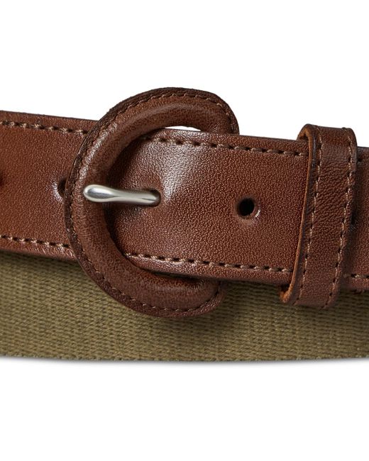 Polo Ralph Lauren Brown Webbed Cotton & Leather Belt for men