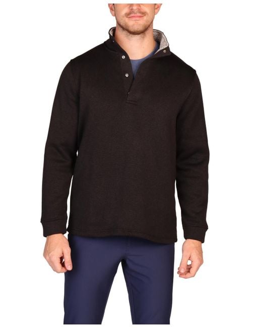 Tailorbyrd Black Sweater Knit Snap Placket Pullover for men