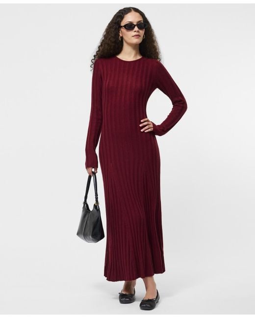 fitted long sleeve denim dress Ava Knit Sweater Dress for women | Turtleneck Long Sleeve Fit & Flare Ribbed Fall Sweater Dress main image 0