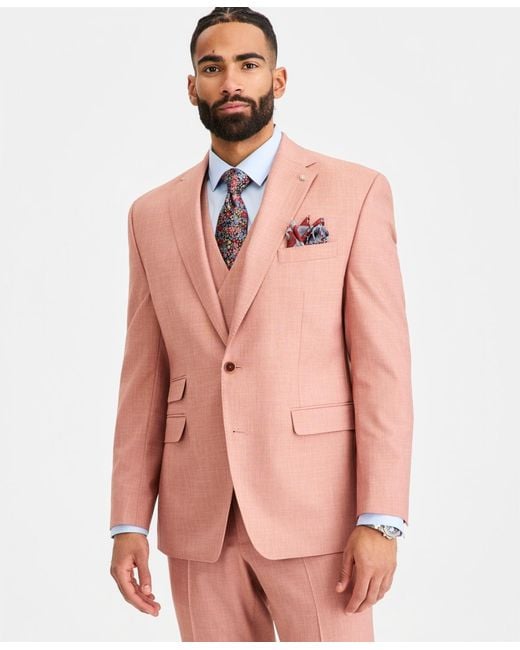 Tayion Collection Pink Classic-fit Suit Separates Jacket for men