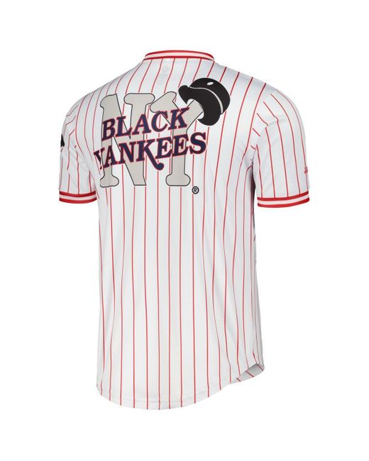Stitches White Distressed Black Yankees V-neck Jersey for men