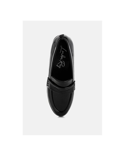 LONDON RAG Black Mogul Penny Strap Detail Loafer