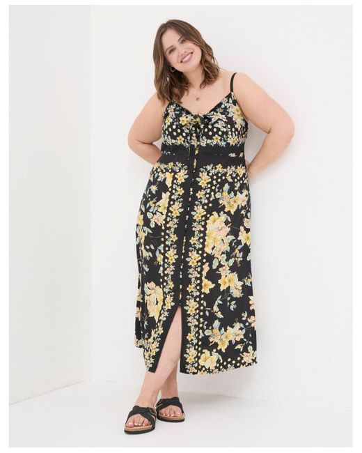 FatFace Black Plus Size Phoebe Citrus Floral Midi Dress