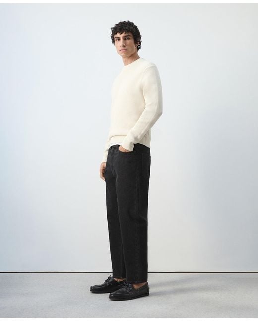 Mango White Medium-knit Microstructure Sweater for men
