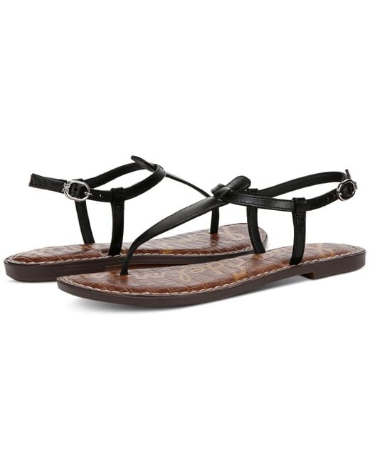 Sam Edelman Black Gigi T-strap Flat Sandals