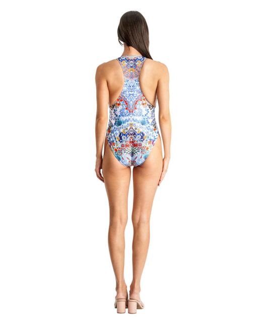 La Moda Clothing Blue One Piece Swimsuit