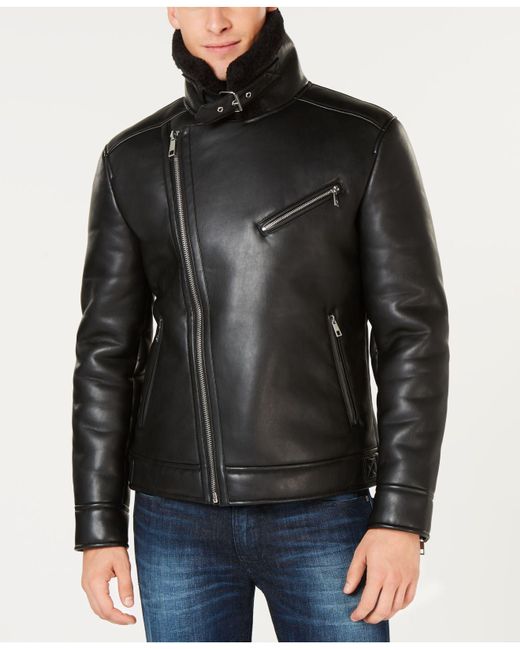 guess leather jacket mens