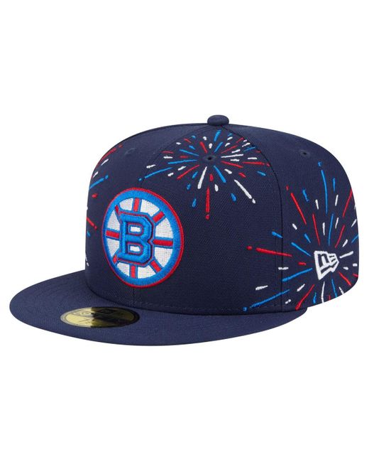 KTZ Blue Boston Bruins Americana Fireworks 59fifty Fitted Hat for men