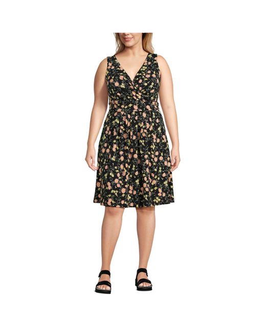 Lands' End Black Plus Size Fit And Flare Dress