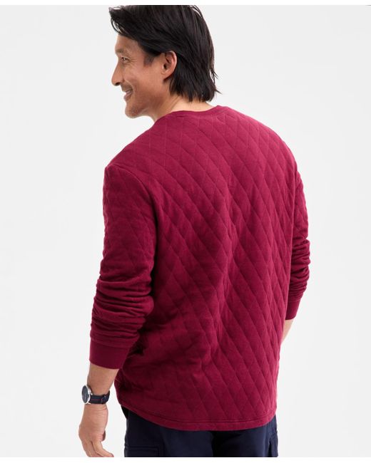 Club Room Red Quilted Crewneck Sweatshirt for men