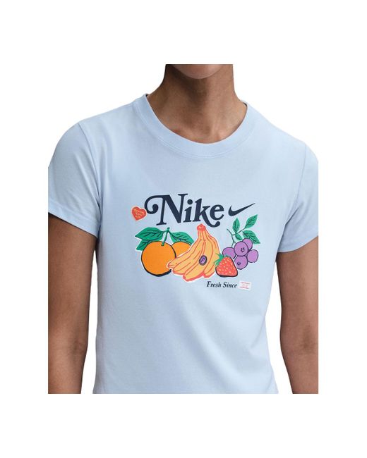 Nike White Graphic Cropped Slim-fit Crewneck T-shirt