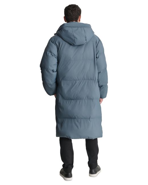 DKNY Blue Quilted Hooded Duffle Parka for men