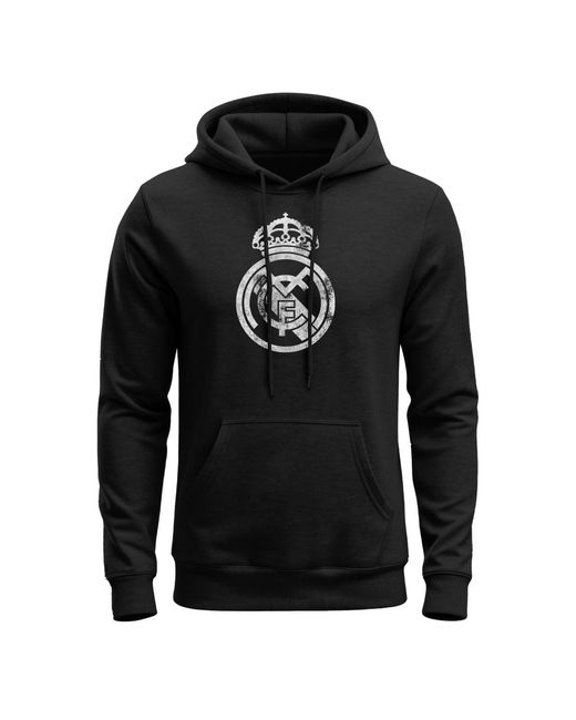 1863fc Black Real Madrid Mono Badge Fleece Hoodie for men