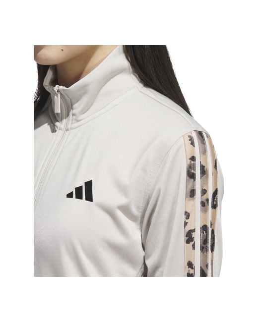 Adidas Gray Animal-print Stripe Tricot Track Jacket